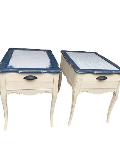 Set of 2 Project Piece End Tables Harmony French Provincial Style Drawers