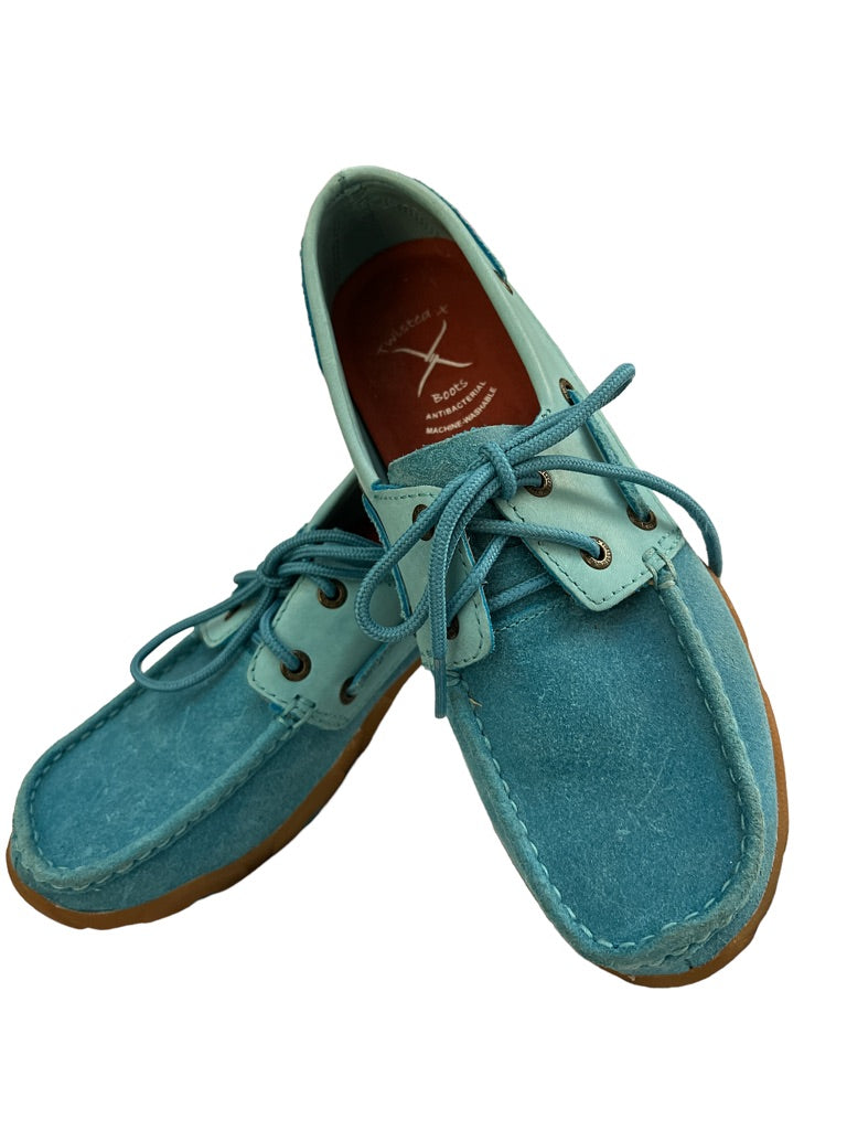 Twisted X Boots Womens Driving Moccasin Suede Leather Shoes Blue Turquoise WDM0039