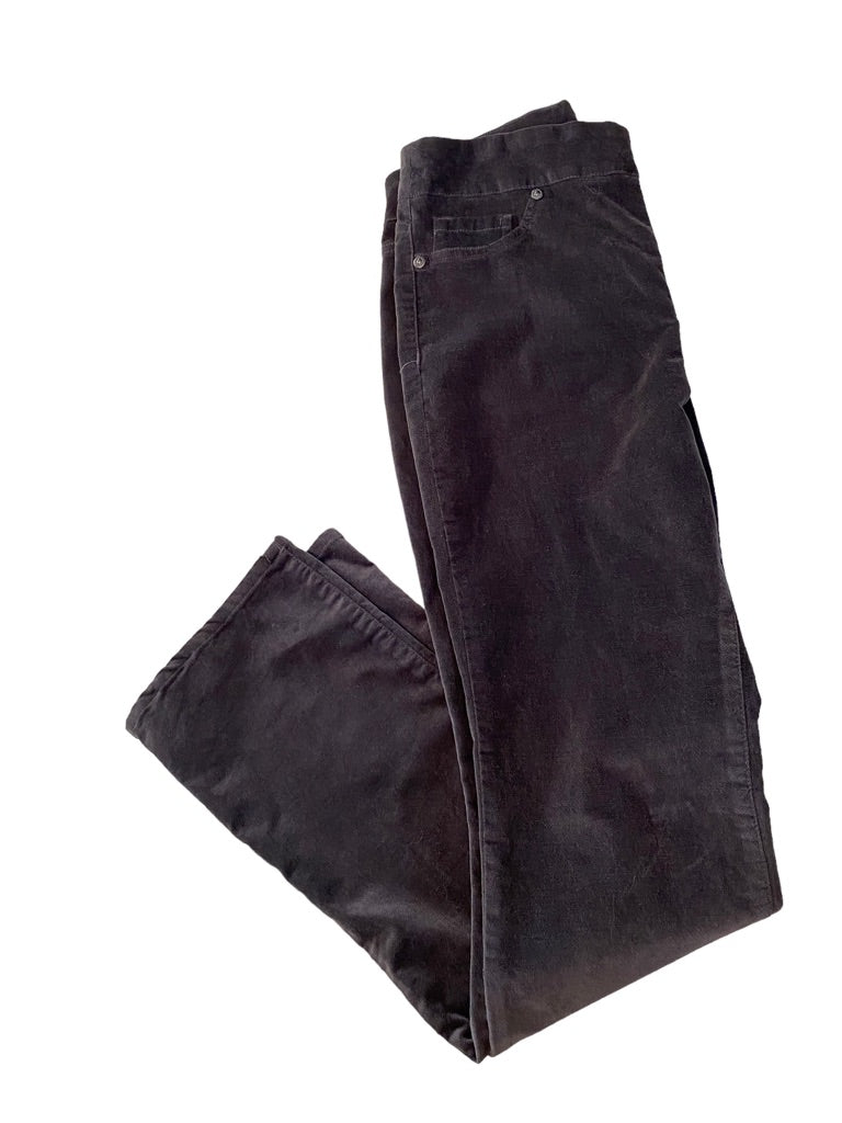 Small DG2 Diane Gilman Women's Dark Gray Stretch Velvet Pull On Pants