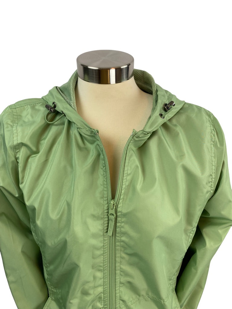 Small Petite HB Sport by Harve Benard Women's Spring Green Blue Zip Up Jacket Hooded