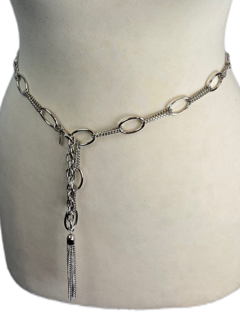 Medium New York & Co Women's Silvertone Adjustable to 39" Chain Belt