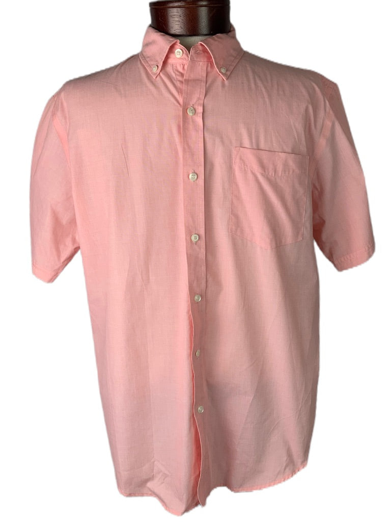 Large Croft & Barrow Men's Pink Button Up Short Sleeve Easy Care Shirt