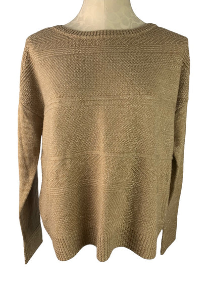 Medium Lord & Taylor Brown Silver Threading Women's Lightweight Sweater