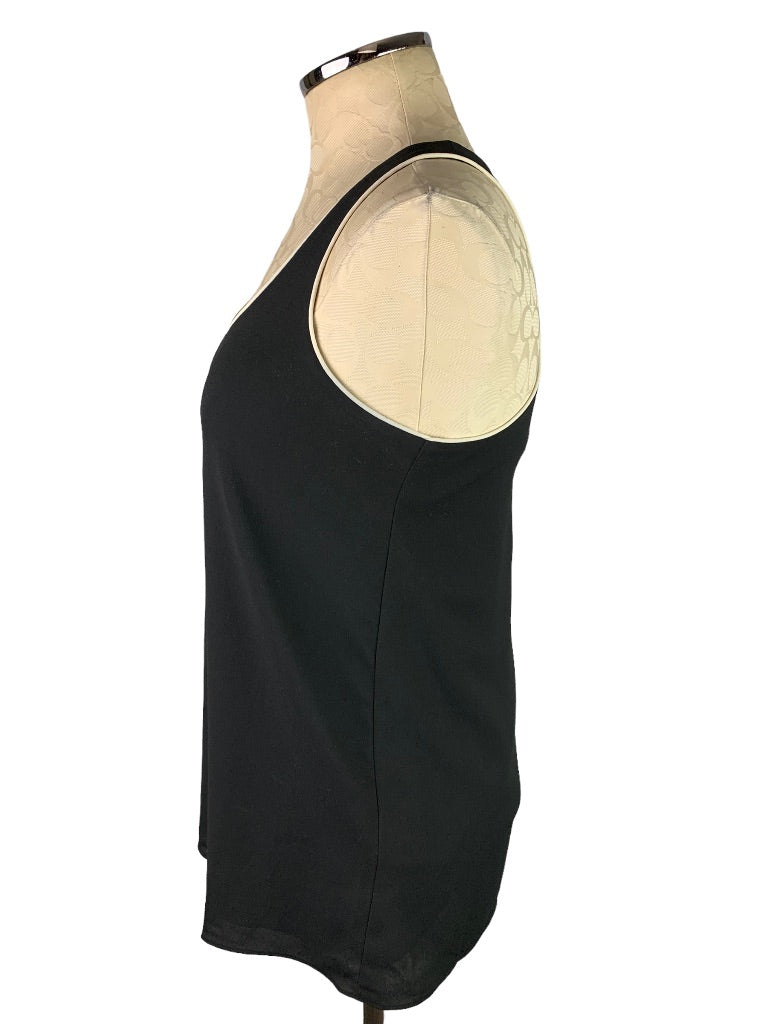 Small Cooper & Ella Black Sleeveless Pullover Lined Blouse Ivory Piping