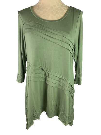 Medium LOGO Lori Goldstein Women's Sage Green New Tunic Sharkbite Hem