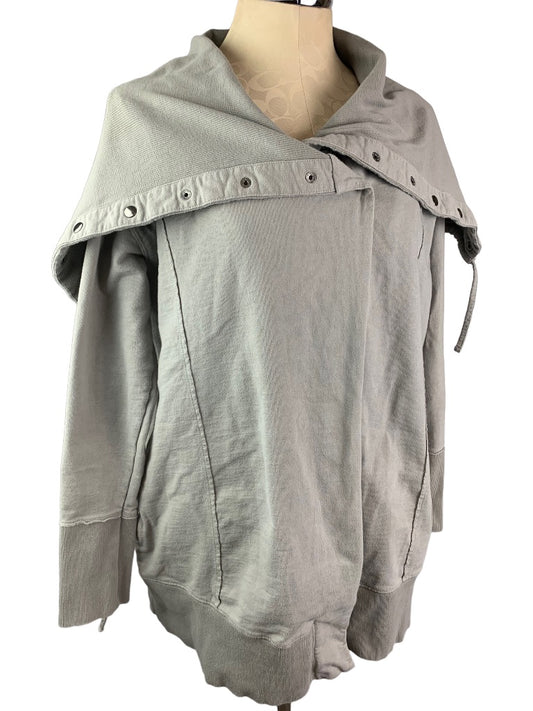 Large Evy's Tree Gray Fold Down Neck Snap Up Pockets Women's Sweatshirt