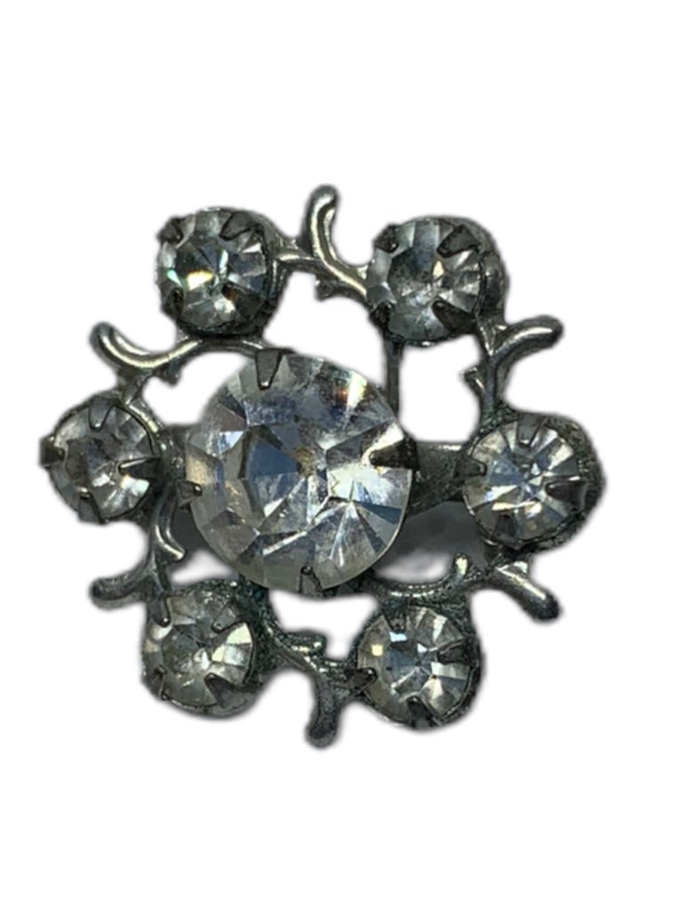 Vintage Petite Rhinestone Snowflake Brooch Pin 3/4" Diameter