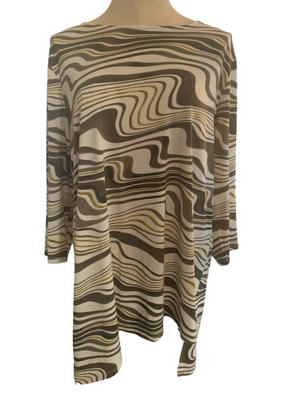 XL (16/18) Chico's Travelers Collection Women's Earth Tones Round Neck Tunic Top