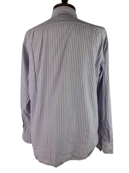 Large Tailored by J.Crew Men's Striped Button Down Dress Shirt Purple White 50552