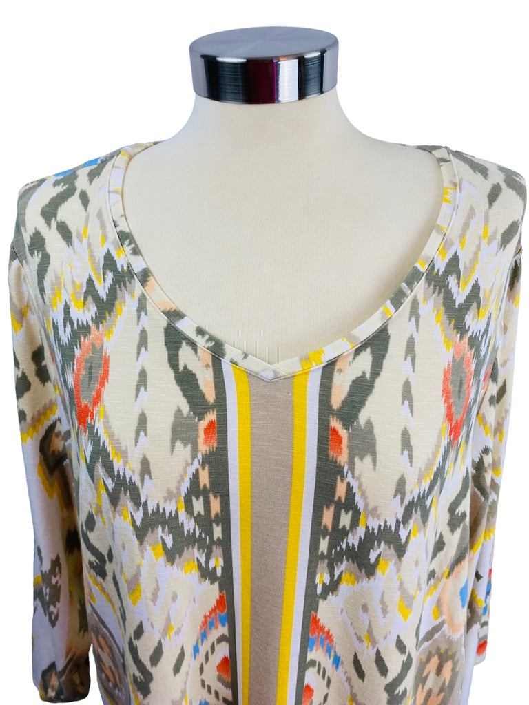 XL (16/18) Chico's Zenergy Abstract Print Yellow Tunic Soft Jersey Knit