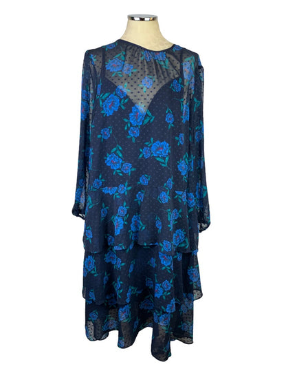 24W Draper James for Eloquii Women's Blue Floral Swiss Dot Dress