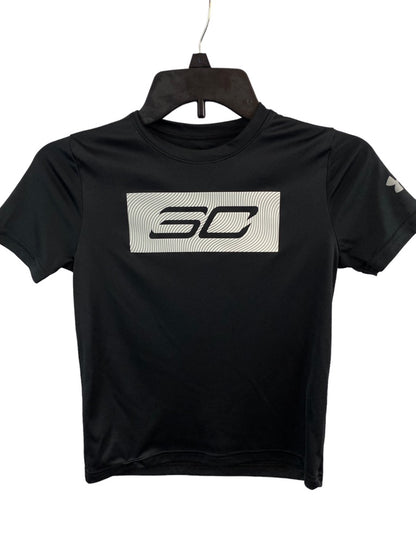 XS Youth Under Armour "SC" Black Short Sleeve Activewear Shirt Boy's