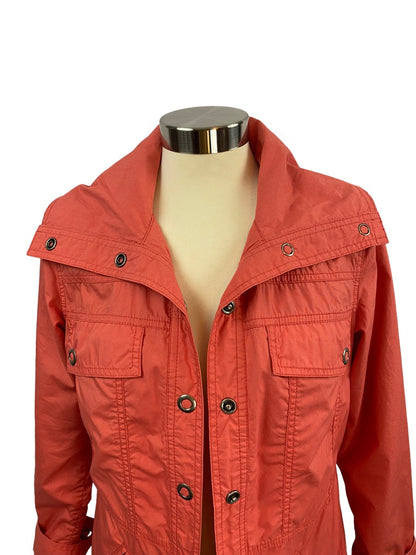 Small Chico's Women's Coral  Lined Jacket Drawstring Waist Lightweight