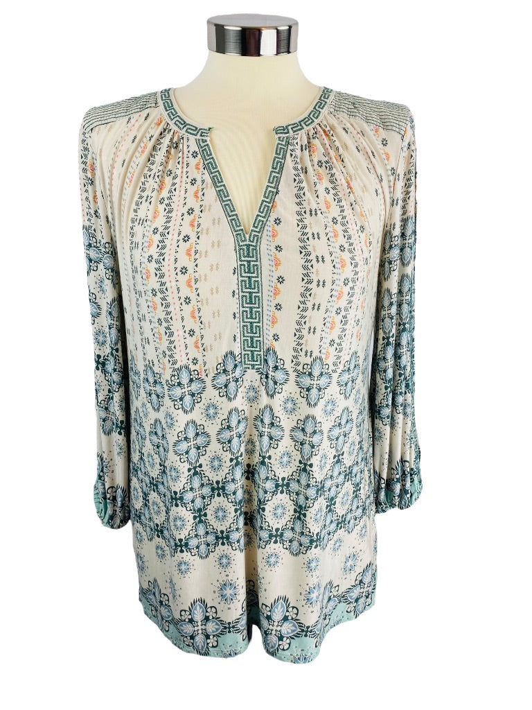 Medium Vintage America Women's Soft Jersey Knit Boho Shirt Split Sleeve