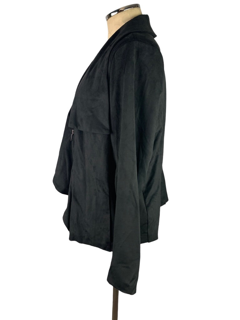 16 H by Halston Black Faux Suede Microfiber Women's Zip Lined Jacket