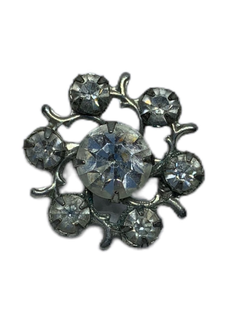 Vintage Petite Rhinestone Snowflake Brooch Pin 3/4" Diameter