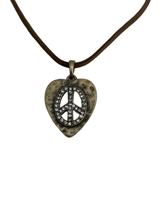 Confetti and Friends New Rope Pendant 19" Necklace Heart Peace Sign Pendant