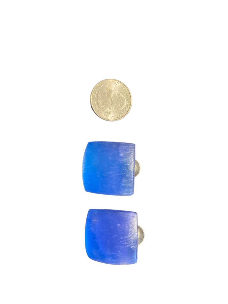 Blue Acrylic Frosted Square Earrings Post 1" Square