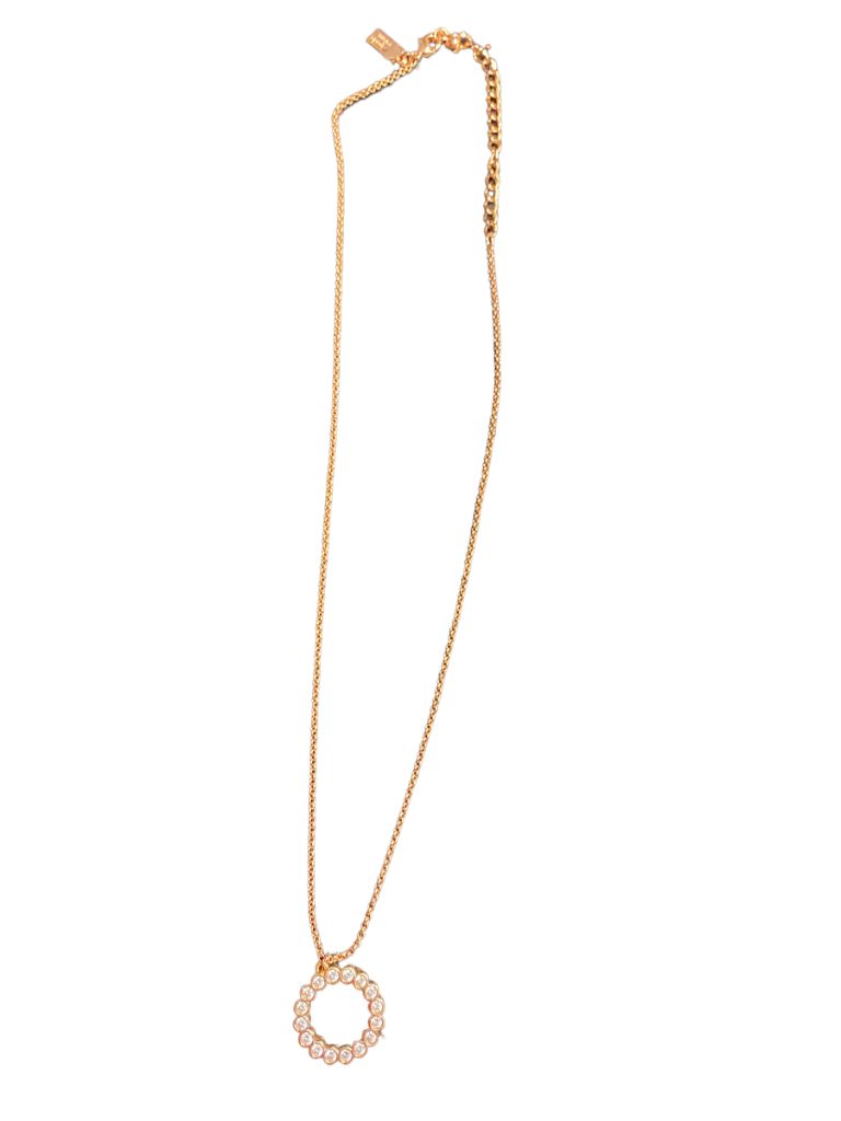 Kate Spade Rose Gold Round Rhinestone Pendant Necklace