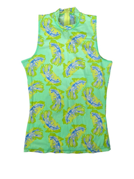 S J. Crew Rashgaurd Sleeveless Lime Green Shrimp