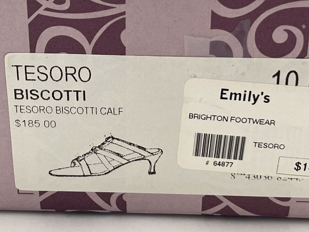 10 M Brighton Tesoro Swavorski Crystal Strappy Sandal Biscotti Kitten Heel