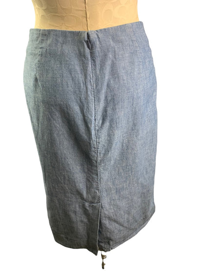 2 J.Crew Women's Chambray Blue Ruffle Front Skirt Style#G2285