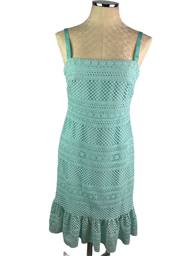 4 J.Crew Women's Mint Green Dress Geometric Lace Midi Dress Style#AP232