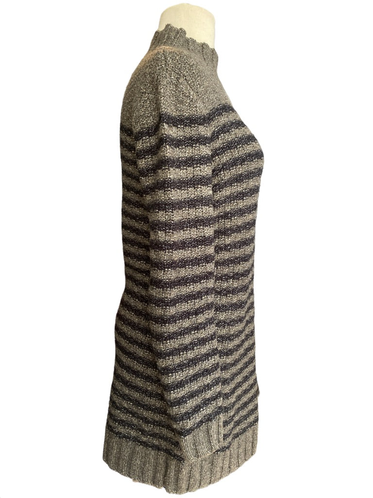 Abercrombie Striped Sweater Sweater Gray Navy Turtle Neck