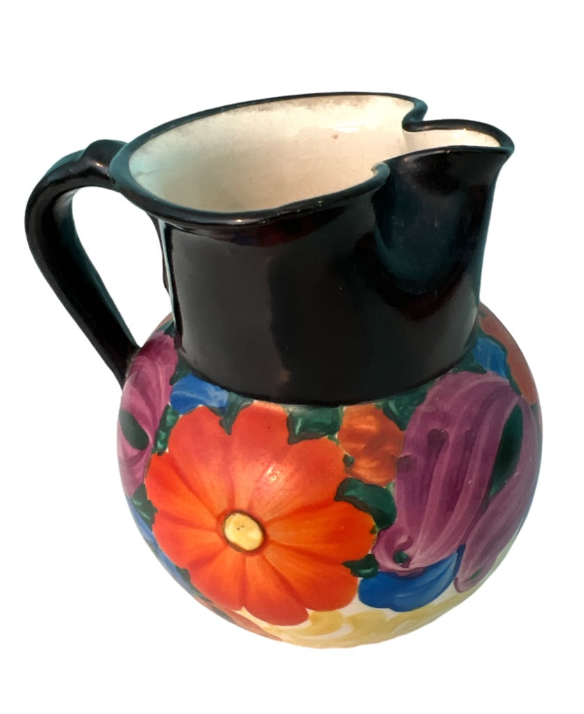 Vintage J Mrazek Floral Hand Painted Pitcher Czech Jug 5.5" tall