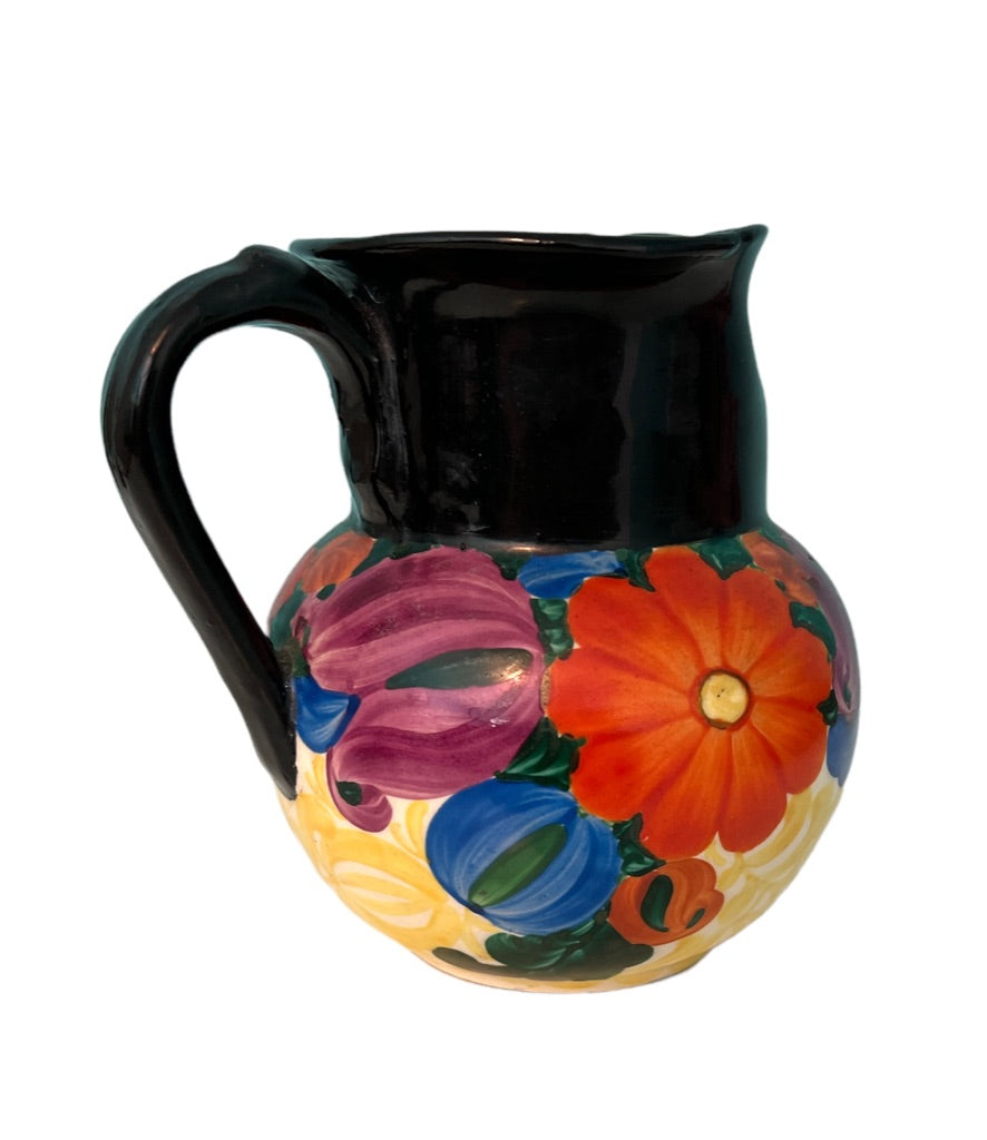 Vintage J Mrazek Floral Hand Painted Pitcher Czech Jug 5.5" tall