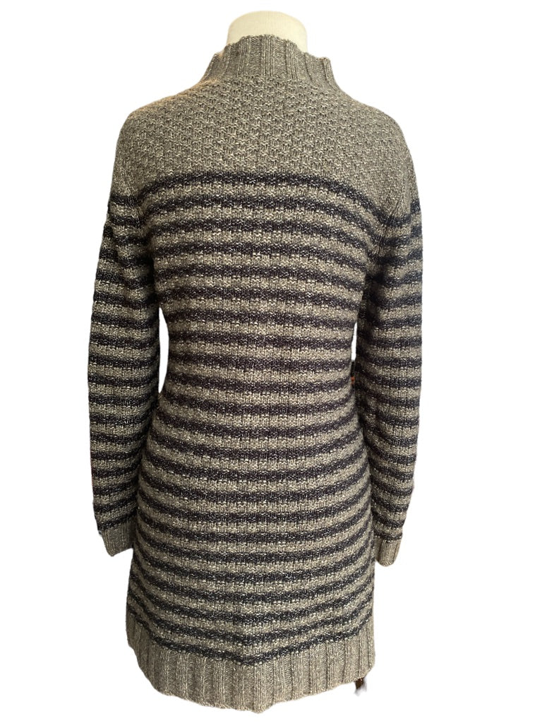 Abercrombie Striped Sweater Sweater Gray Navy Turtle Neck