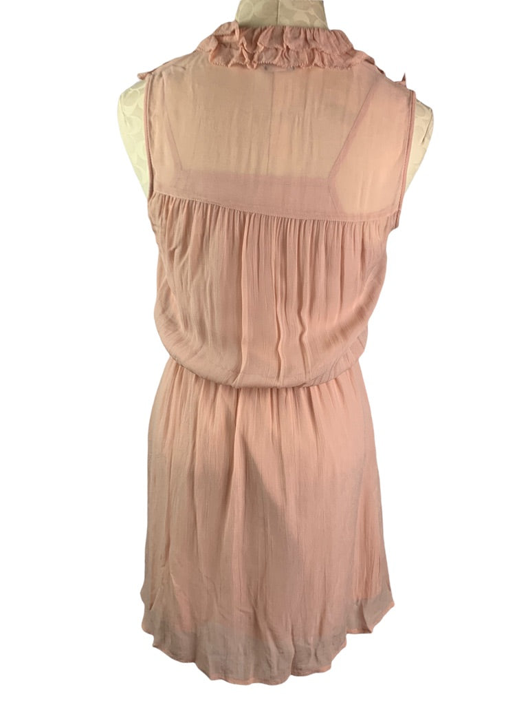 4 Asos Dusty Pink Sleeveless Dress Lined Black Ribbon Tie Above Knee