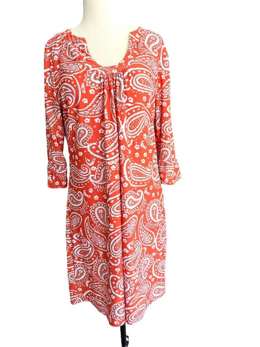 Multicolor Aryeh Medium Aryeh Orange Paisley Stretch Bell Flare Sleeve Dress, Medium