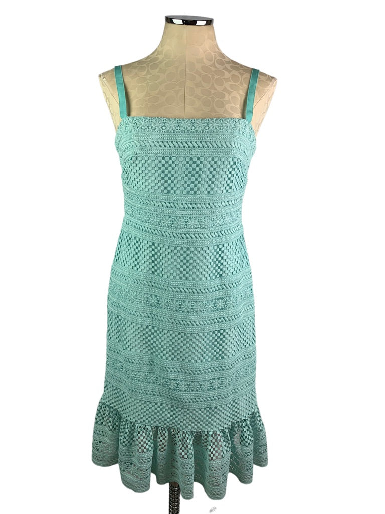 4 J.Crew Women's Mint Green Dress Geometric Lace Midi Dress Style#AP232