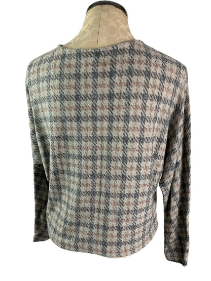 XS H&M Gray Women's Oversize Comfy Shirt Plaid Design