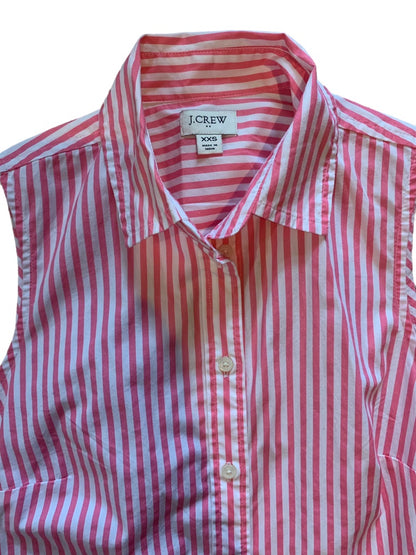 XXS J.Crew Women's Pink White Striped Button Up Sleeveless Collared