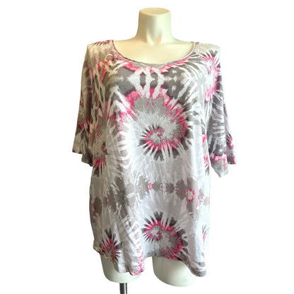 26/28 C Active Tie Dye Top Short Sleeve Knotted Back