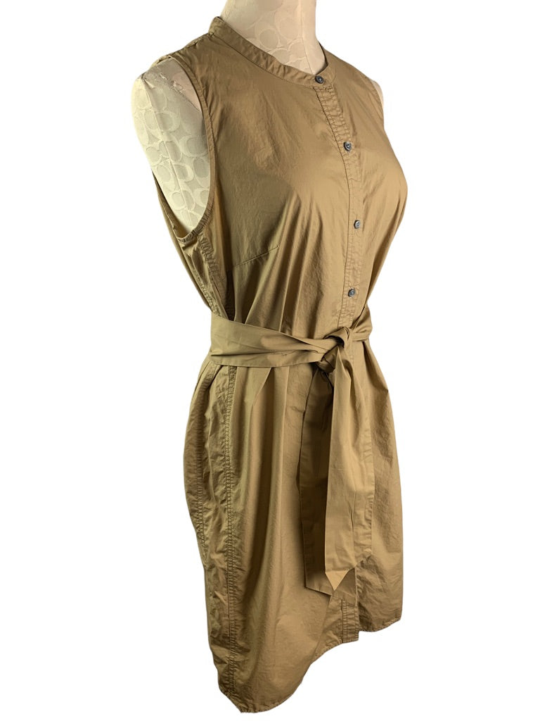 Medium J.Crew Collection Women's Sleeveless Poplin Shirtdress Belted Brown Style#J1570