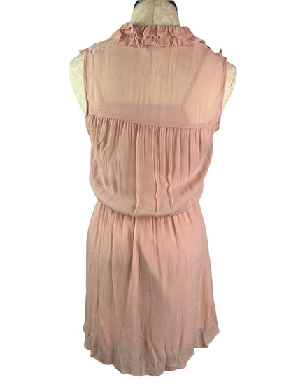 4 Asos Dusty Pink Sleeveless Dress Lined Black Ribbon Tie Above Knee