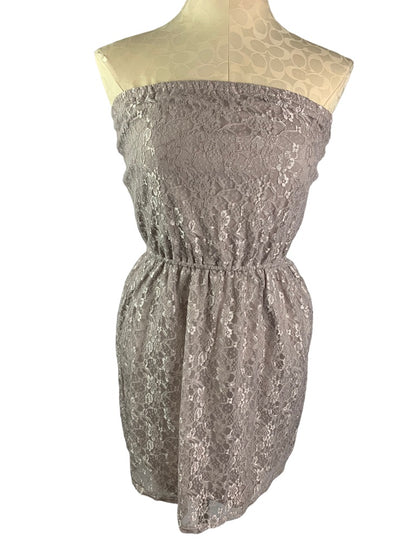 XS Victoria's Secret Mauve Lace Strapless Dress Short Lined Stretch