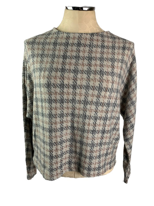 XS H&M Gray Women's Oversize Comfy Shirt Plaid Design