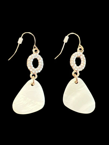 Carol Dauplaise Earrings Hook Dangle Pierced Goldtone White