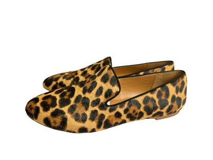 9 J. Crew Leopard Calf Hair Flats #AA525 Smoking Slipper Style