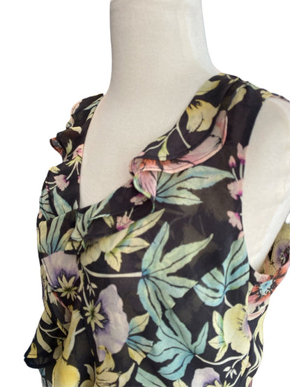 Small Cabi Floral Sleeveless Blouse Ruffled #3265