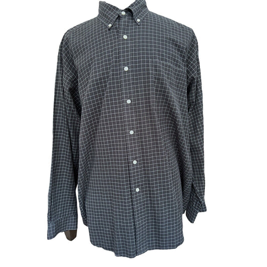 XL Ralph Lauren Black Windowpane Check Button Down Cotton Shirt Blake