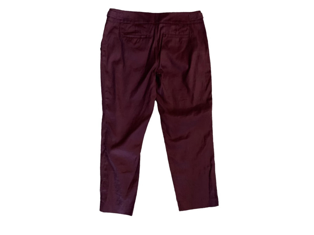 4P LOFT Petites Women's Merlot "Marisa" Crop Pants Linen Blend