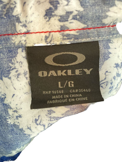 Large Oakley Blue Floral Button Down SS Shirt