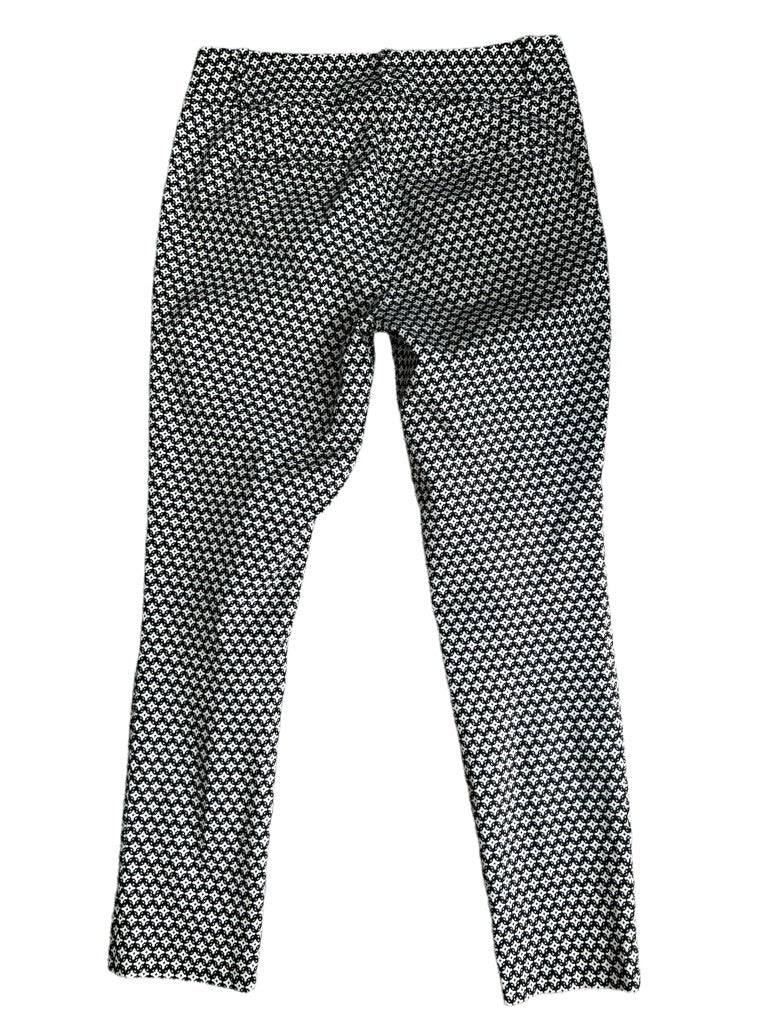 4 LOFT Marisa Skinny Diamond Pattern Pants Black White