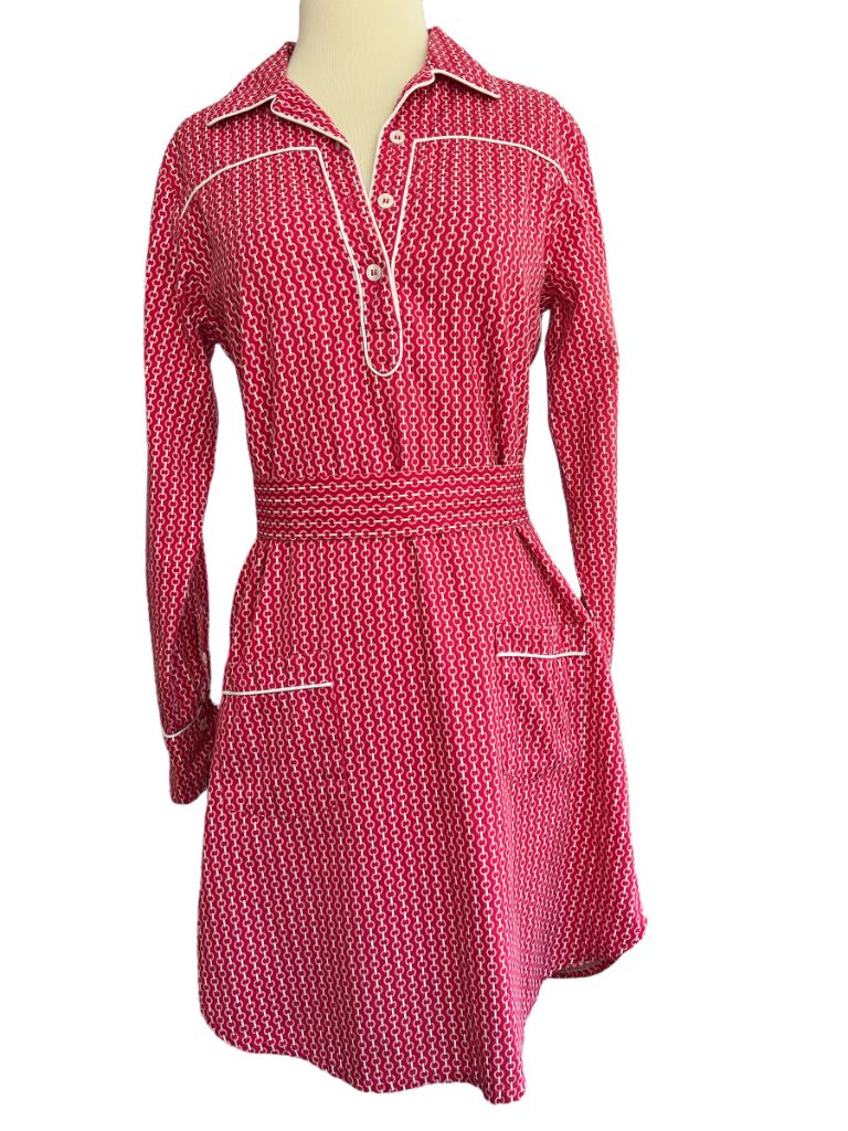 4 Kayce Hughes Shirt Dress Pink Links Belted Retro