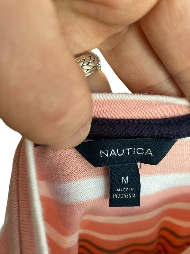 Medium Nautica Striped Tie Front T-shirt Blouse